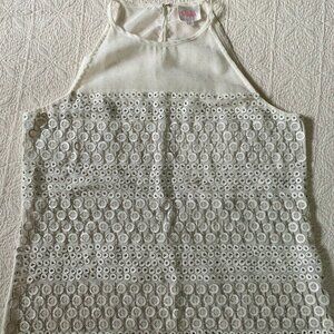 NWOT Gorgeous White Silk Parker Halter Tank w/ Beading Detail Size Small